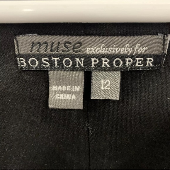 Muse For Boston Proper Dress Sz 12 Leopard Geometric Mix Print Faux Wrap 3/4 Sl - Picture 7 of 12